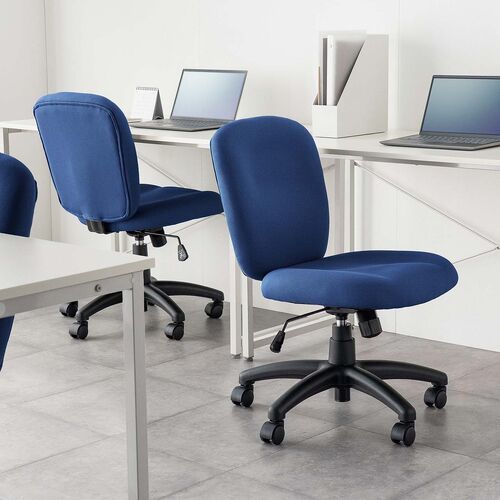 デスクチェア（防汚・防傷・シンプルオフィスチェア・ワークチェア・布張り・キャスター付き・ネイビー）
