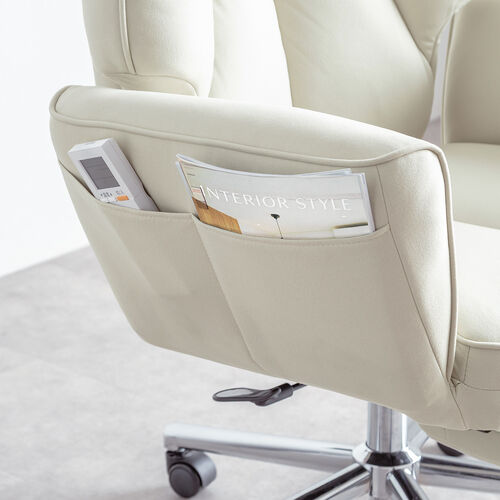 ソファチェア（スライド式オットマン・最大傾斜角度135°・シンクロロッキング・ロッキング3段階固定・フルフラットアームレスト・ソファオフィスチェア・在宅・テレワーク・ベージュ）