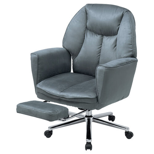 ソファチェア（スライド式オットマン・最大傾斜角度135°・シンクロロッキング・ロッキング3段階固定・フルフラットアームレスト・ソファオフィスチェア・在宅・テレワーク・グレー）