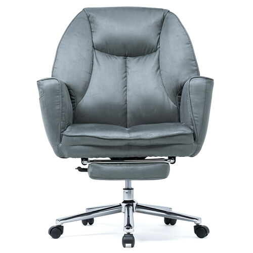 ソファチェア（スライド式オットマン・最大傾斜角度135°・シンクロロッキング・ロッキング3段階固定・フルフラットアームレスト・ソファオフィスチェア・在宅・テレワーク・グレー）