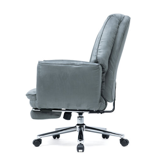 ソファチェア（スライド式オットマン・最大傾斜角度135°・シンクロロッキング・ロッキング3段階固定・フルフラットアームレスト・ソファオフィスチェア・在宅・テレワーク・グレー）