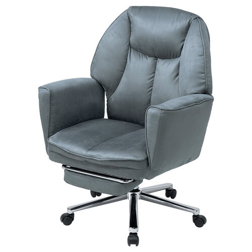 ソファチェア（スライド式オットマン・最大傾斜角度135°・シンクロロッキング・ロッキング3段階固定・フルフラットアームレスト・ソファオフィスチェア・在宅・テレワーク・グレー）