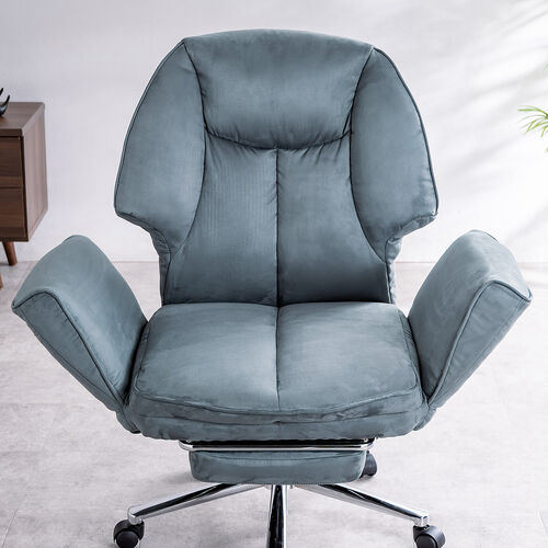 ソファチェア（スライド式オットマン・最大傾斜角度135°・シンクロロッキング・ロッキング3段階固定・フルフラットアームレスト・ソファオフィスチェア・在宅・テレワーク・グレー）