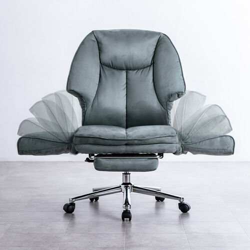 ソファチェア（スライド式オットマン・最大傾斜角度135°・シンクロロッキング・ロッキング3段階固定・フルフラットアームレスト・ソファオフィスチェア・在宅・テレワーク・グレー）