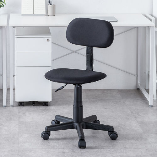 オフィスチェア（シンプルチェア・ガス圧昇降・布張り・キャスター付・ブラック）