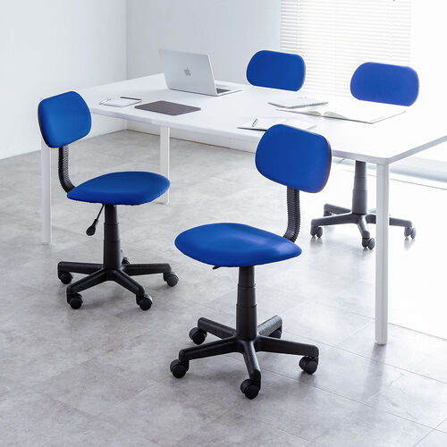 オフィスチェア（シンプルチェア・ガス圧昇降・布張り・キャスター付・ブルー）