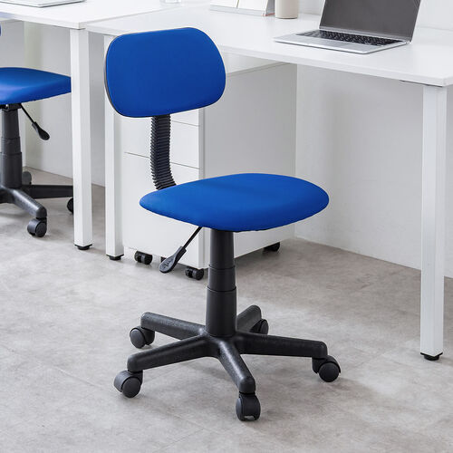 オフィスチェア（シンプルチェア・ガス圧昇降・布張り・キャスター付・ブルー）