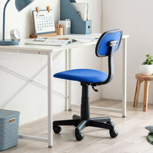 オフィスチェア（シンプルチェア・ガス圧昇降・布張り・キャスター付・ブルー）