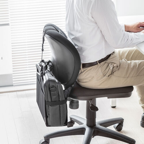 背もたれ用荷物入れ（チェア用・カバン置き・バッグ収納・ポケット付き・耐荷重5kg・ブラック）