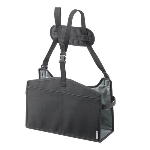 背もたれ用荷物入れ（チェア用・カバン置き・バッグ収納・ポケット付き・耐荷重5kg・ブラック）