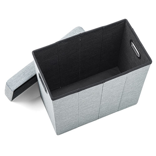 収納スツール（チェア・椅子・収納ボックス・折りたたみ・座面取り外し可能・オットマン・取っ手付き・耐荷重60kg・グレー）