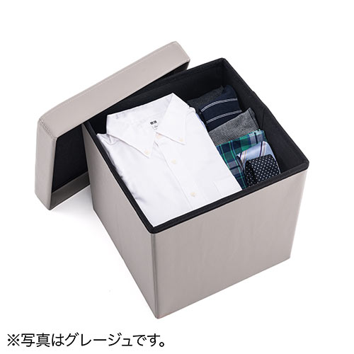 収納スツール（チェア・椅子・収納ボックス・ボックススツール・折りたたみ・オットマン・ソフトレザー・W380×D380×H380・耐荷重100kg・ブラウン）