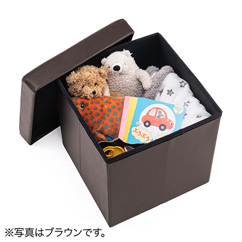 【アウトレット･訳あり・セール】収納スツール（収納ボックス・ボックススツール・折りたたみ・オットマン・ソフトレザー・W380×D380×H380・耐荷重100kg・グレージュ）