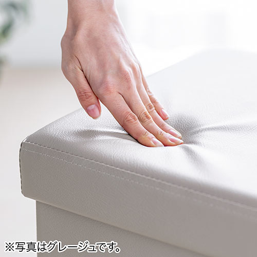 収納スツール（チェア・椅子・収納ボックス・ボックススツール・折りたたみ・オットマン・ソフトレザー・W760×D380×H380・耐荷重200kg・ブラック）