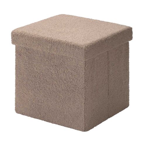 収納スツール（椅子・収納ボックス・折りたたみ・座面取り外し可能・オットマン・耐荷重100kg・ボア生地・ブラウン）