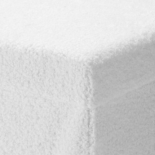 収納スツール（椅子・収納ボックス・折りたたみ・座面取り外し可能・オットマン・耐荷重100kg・ボア生地・ホワイト）