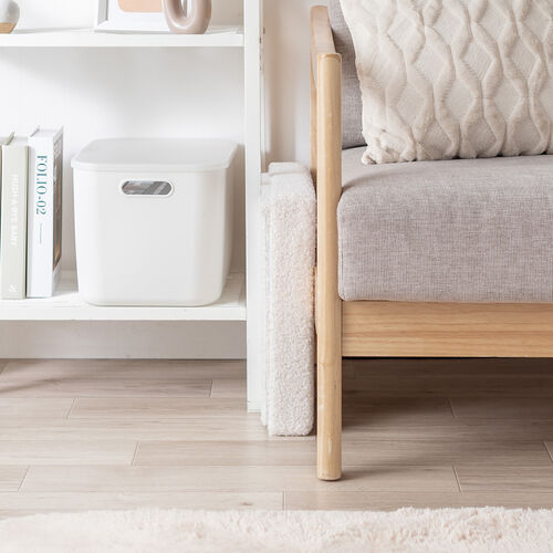 収納スツール（椅子・収納ボックス・折りたたみ・座面取り外し可能・オットマン・耐荷重100kg・ボア生地・ホワイト）