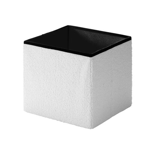 収納スツール（椅子・収納ボックス・折りたたみ・座面取り外し可能・オットマン・耐荷重100kg・ボア生地・ホワイト）