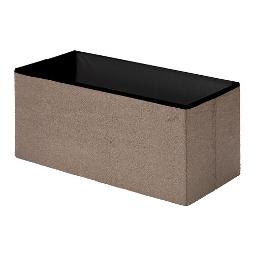 収納スツール（椅子・収納ボックス・折りたたみ・座面取り外し可能・オットマン・耐荷重200kg・ボア生地・ブラウン）