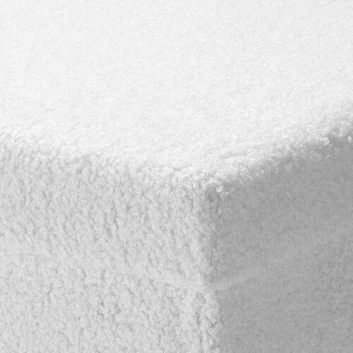 収納スツール（椅子・収納ボックス・折りたたみ・座面取り外し可能・オットマン・耐荷重200kg・ボア生地・ホワイト）