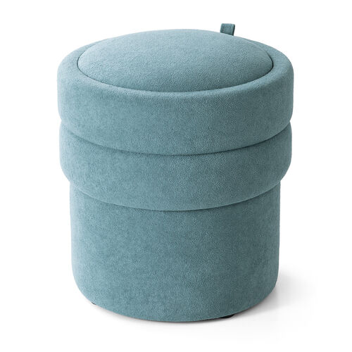 収納スツール（オットマン・収納付き・2段収納・丸型・コンパクト玄関椅子・子供部屋椅子・インテリア・チェア・収納ボックススツール・ラウンド型スツール・フタ付き・ブルー）