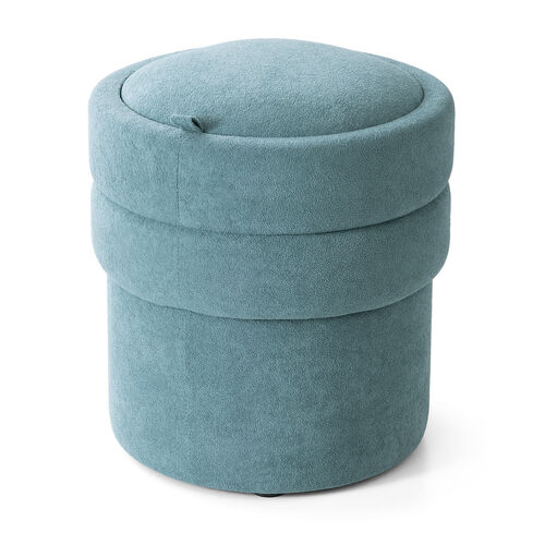 収納スツール（オットマン・収納付き・2段収納・丸型・コンパクト玄関椅子・子供部屋椅子・インテリア・チェア・収納ボックススツール・ラウンド型スツール・フタ付き・ブルー）