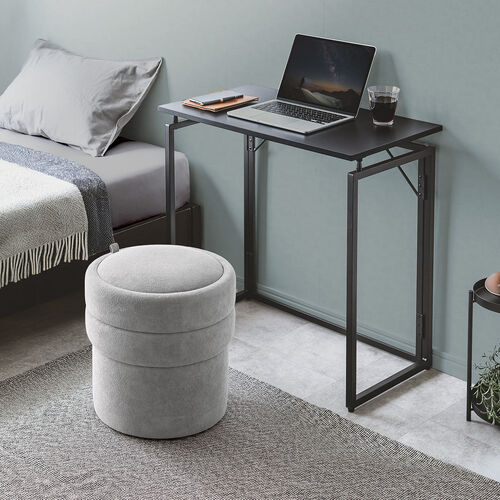 収納スツール（オットマン・収納付き・2段収納・丸型・コンパクト玄関椅子・子供部屋椅子・インテリア・チェア・収納ボックススツール・ラウンド型スツール・フタ付き・グレー）