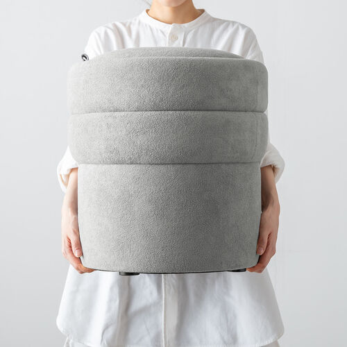 収納スツール（オットマン・収納付き・2段収納・丸型・コンパクト玄関椅子・子供部屋椅子・インテリア・チェア・収納ボックススツール・ラウンド型スツール・フタ付き・グレー）