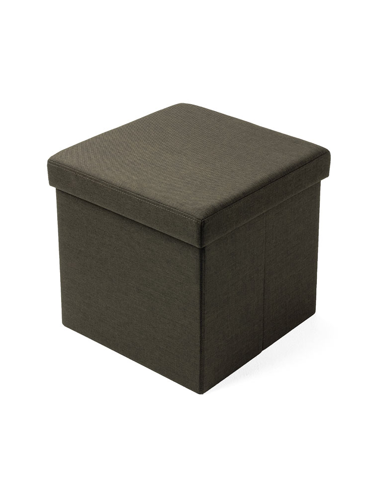 収納スツール（椅子・収納ボックス・折りたたみ・座面取り外し可能・オットマン・耐荷重100kg・ダークブラウン）