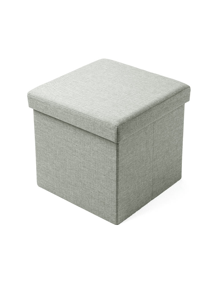 収納スツール（椅子・収納ボックス・折りたたみ・座面取り外し可能・オットマン・耐荷重100kg・グレー）