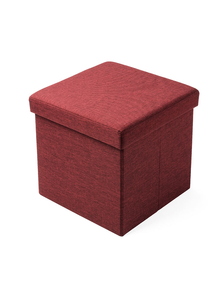 収納スツール(椅子・収納ボックス・折りたたみ・座面取り外し可能・オットマン・耐荷重100kg・レッド)