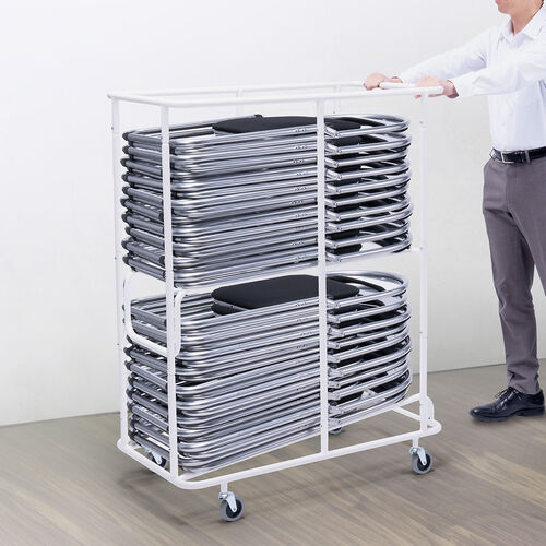 折りたたみ椅子収納カート（収納台車・折りたたみ椅子・パイプ椅子・大型キャスター・20脚収納・省スペース収納・コンパクト設計・移動ラクラク・耐荷重200kg）