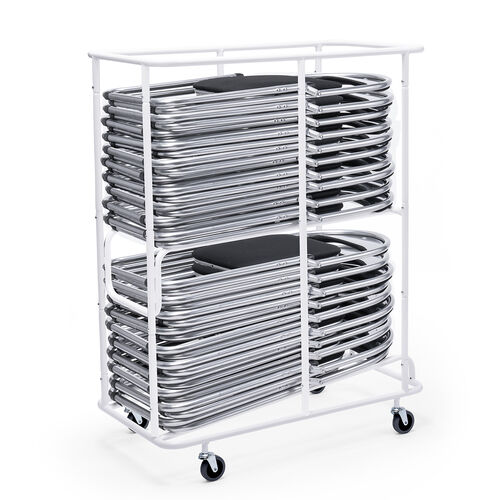 折りたたみ椅子収納カート（収納台車・折りたたみ椅子・パイプ椅子・大型キャスター・20脚収納・省スペース収納・コンパクト設計・移動ラクラク・耐荷重200kg）