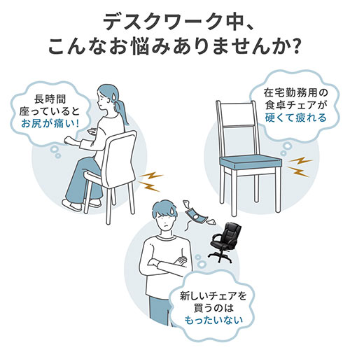 低反発ウレタンクッション（メッシュ生地 裏面滑り止め 洗濯可能 取っ手付き テレワーク 在宅勤務 椅子クッション 座布団）