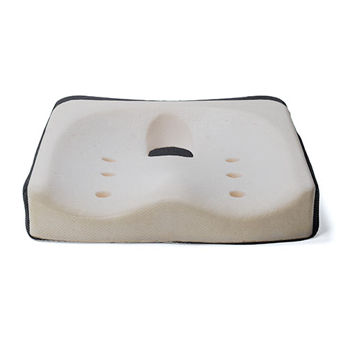 ウレタンクッション（高密度・エルゴ形状・接触冷感生地・裏面滑り止め・洗濯可能・テレワーク・在宅勤務・クッション・座布団・黒）