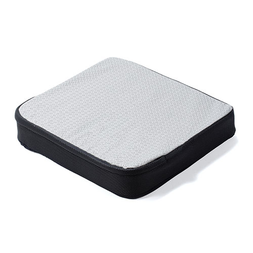 ウレタンクッション（高密度・エルゴ形状・接触冷感生地・裏面滑り止め・洗濯可能・テレワーク・在宅勤務・クッション・座布団・黒）