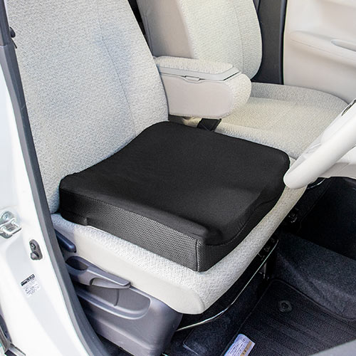 ウレタンクッション（高密度・エルゴ形状・接触冷感生地・裏面滑り止め・洗濯可能・テレワーク・在宅勤務・クッション・座布団・黒）