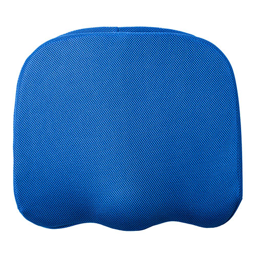 ウレタンクッション（低反発・エルゴ形状・メッシュ生地・裏面滑り止め・洗濯可能・テレワーク・在宅勤務・クッション・座布団・青）