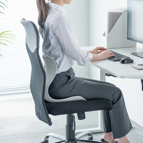 姿勢補正サポートクッション（腰痛対策・後付け・腰サポート・S字・クッション・ブラック）