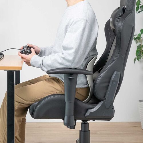 姿勢補正サポートクッション（腰痛対策・後付け・腰サポート・S字・クッション・ブラック）