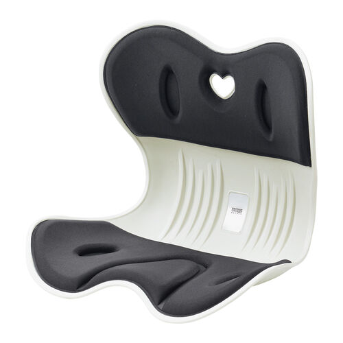 姿勢補正サポートクッション（腰痛対策・後付け・腰サポート・S字・クッション・ブラック）