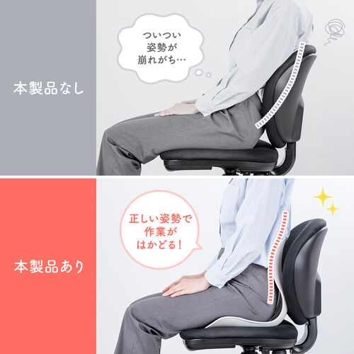 姿勢補正サポートクッション（腰痛対策・後付け・腰サポート・S