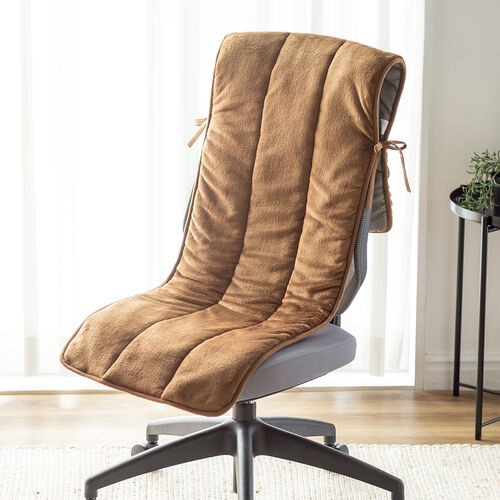 ふんわり柔らかチェアカバー（背もたれカバー・あったかカバー・ポケット付き・滑り止め・起毛・洗濯可能）