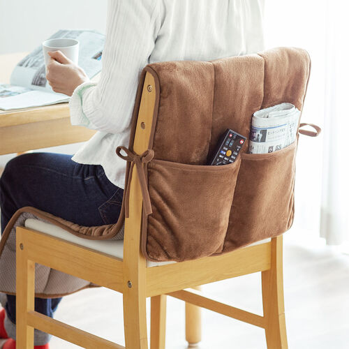 ふんわり柔らかチェアカバー（背もたれカバー・あったかカバー・ポケット付き・滑り止め・起毛・洗濯可能）