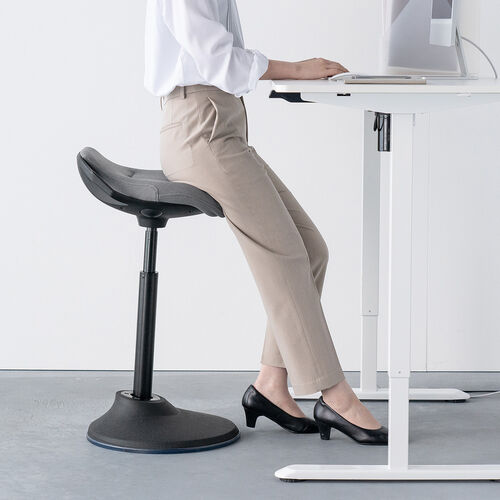 ハイスツール（スタンディングチェア）｜立ち仕事・ガス圧昇降・高さ60～84.5cm・グレー