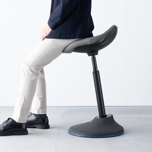 ハイスツール（スタンディングチェア）｜立ち仕事・ガス圧昇降・高さ60～84.5cm・グレー