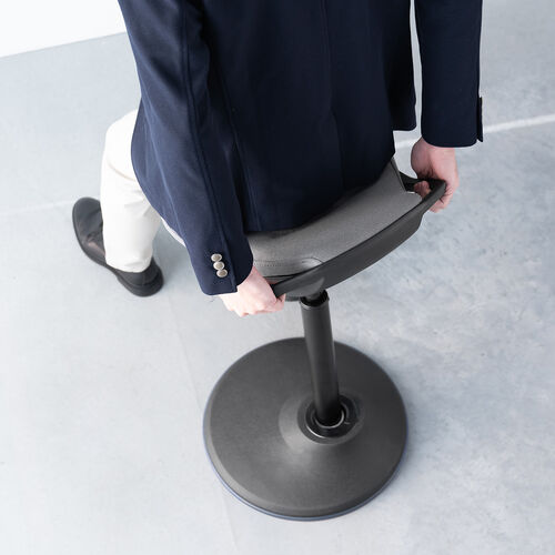 ハイスツール（スタンディングチェア）｜立ち仕事・ガス圧昇降・高さ60～84.5cm・グレー