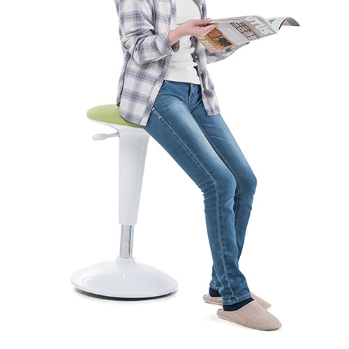 スツール(スタンディング・上下昇降デスク対応・カウンターチェア・人間工学・ガス圧高さ調整・傾斜・グリーン)