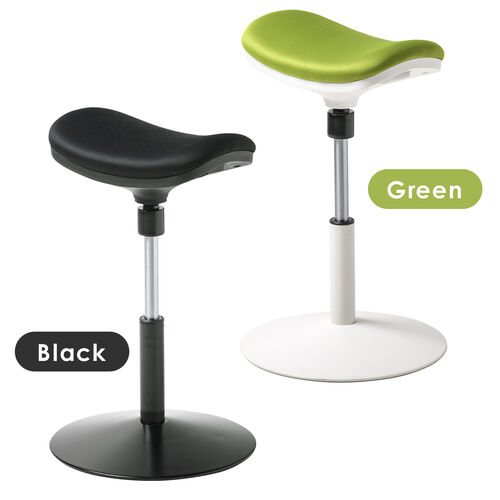 スツール（スタンディング・昇降デスク対応・座面可動・人間工学・ガス圧・高さ調整・ブラック）