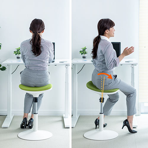 スツール（スタンディング・昇降デスク対応・座面可動・人間工学・ガス圧・高さ調整・ブラック）